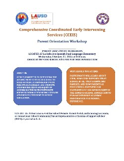 Parent Orientation Workshop / Taller de orientación para padres